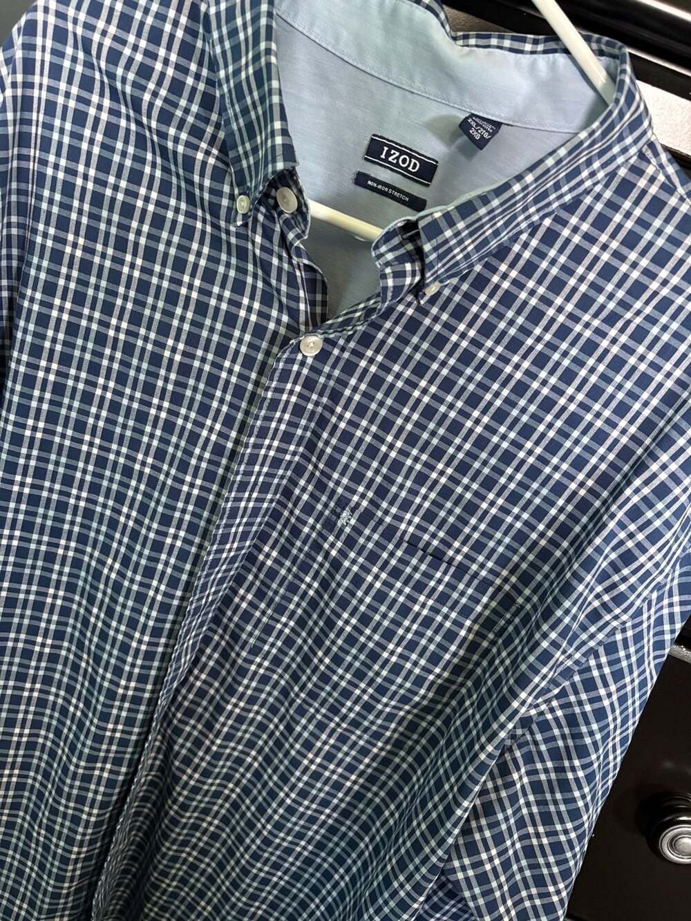 IZOD Men's Non-Iron Stretch Plaid Button Down Shirt 2XL